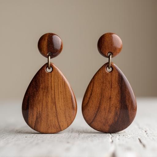 Pendientes de madera con acabado personalizado